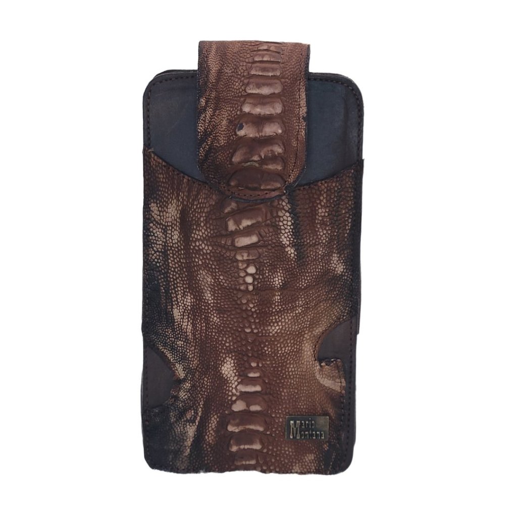 New. Western Cellphone Case. Genuine Ostrich Foot and Cow Leather. Handmade